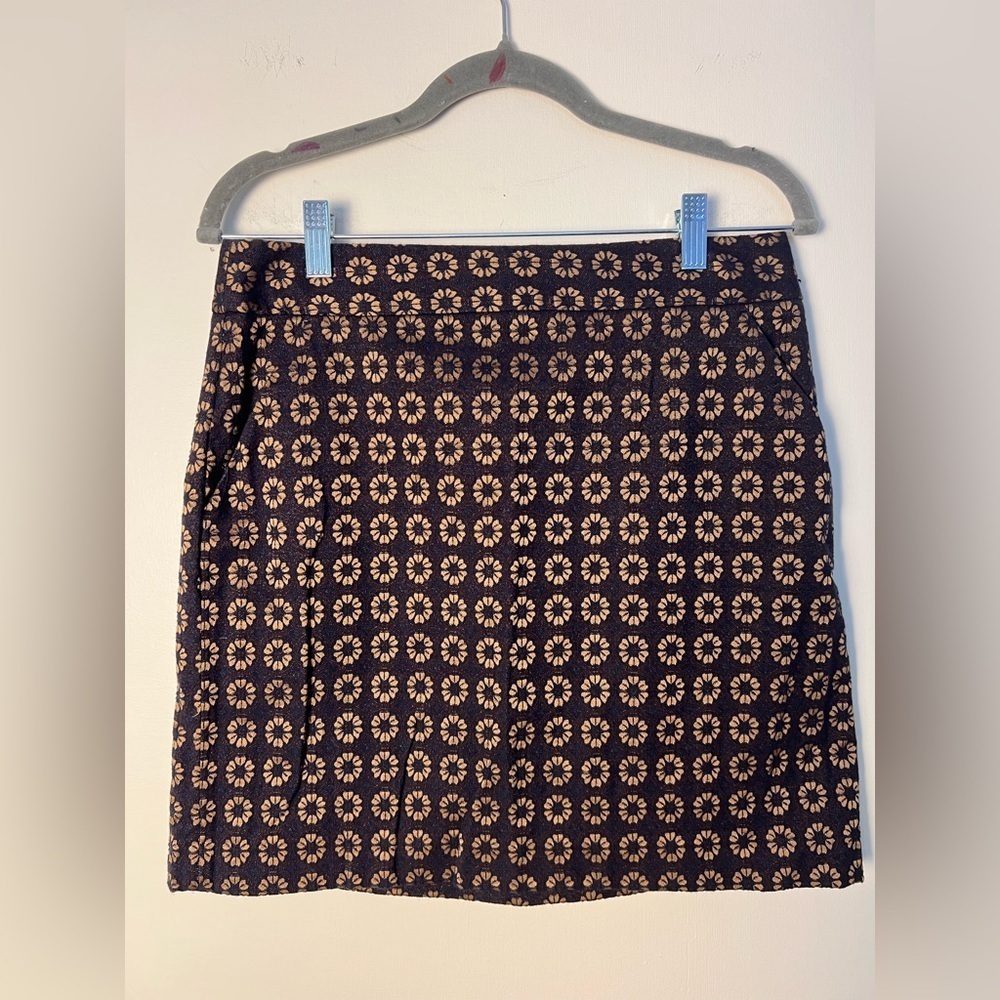 🛍️ LOFT AnnTaylor Women Floral Pencil Skirt sz 6P Brown Textured Stretch Granola